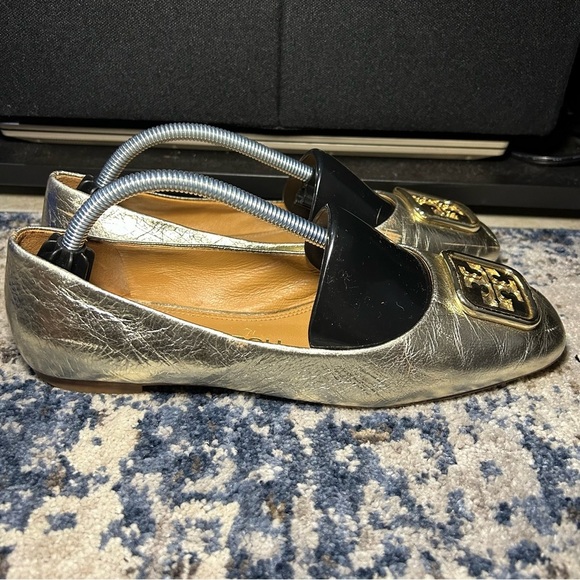 Tory Burch Georgia Sparkle Metallic Gold Ballet Flats Size 7.5 - Picture 4 of 12